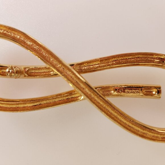 1980-S NINA RICCI SIGNED BIG VINTAGE GOLD TONE BOW BROOCH - Picture 3 of 7